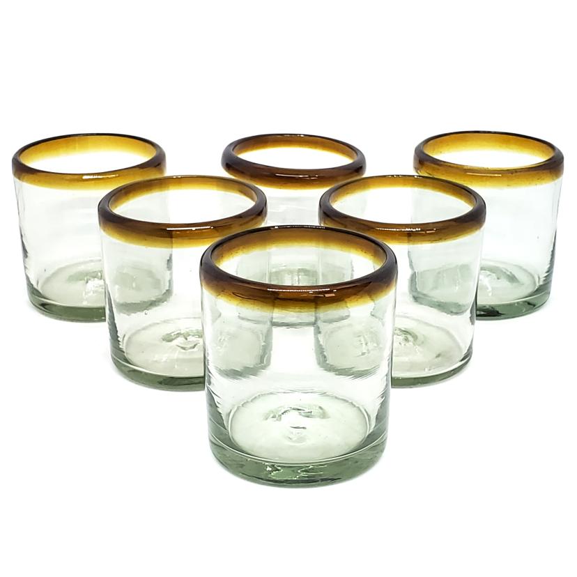 Amber Rim 8 oz DOF Rock Glasses (set of 6)
